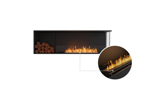Ecosmart Fire Flex 68RC.BXL Right Corner Fireplace Insert - Black Finish / Black Burner - ESF.FX.68RC.BXL.B